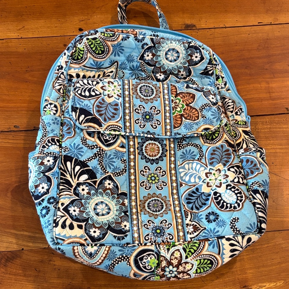 Light Blue Quilted Floral Backpack - Vera Bradley